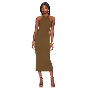 House of Harlow Frederica Midi Halter Dress Olive Green Size L